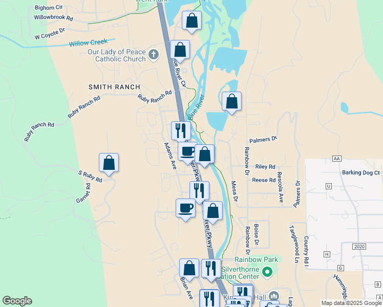 map of restaurants, bars, coffee shops, grocery stores, and more near 1040 Colorado 9 in Silverthorne