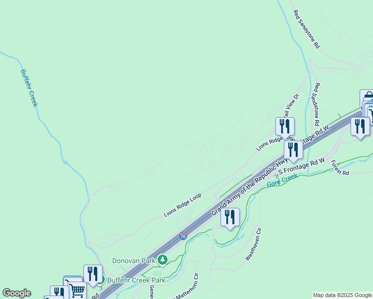 map of restaurants, bars, coffee shops, grocery stores, and more near 1522 Buffehr Creek Road in Vail