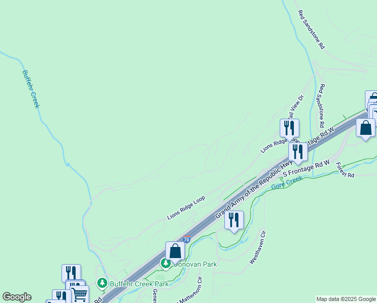 map of restaurants, bars, coffee shops, grocery stores, and more near 1522 Buffehr Creek Road in Vail