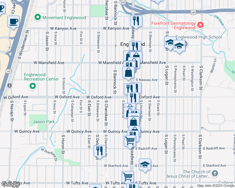 map of restaurants, bars, coffee shops, grocery stores, and more near in 