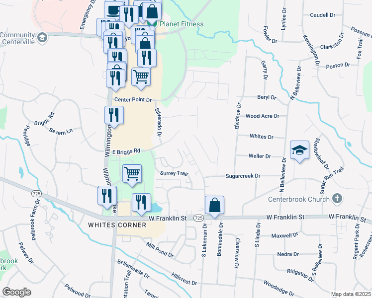 map of restaurants, bars, coffee shops, grocery stores, and more near 1849 North Lakeman Drive in Bellbrook