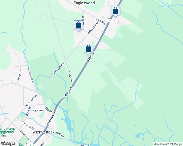 map of restaurants, bars, coffee shops, grocery stores, and more near 340 Main Street in Eagleswood