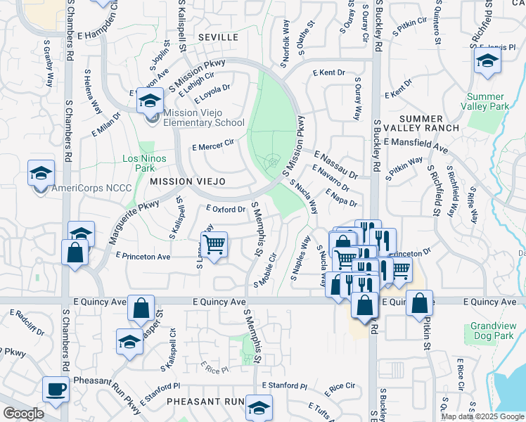 map of restaurants, bars, coffee shops, grocery stores, and more near 4177 South Mobile Circle in Aurora