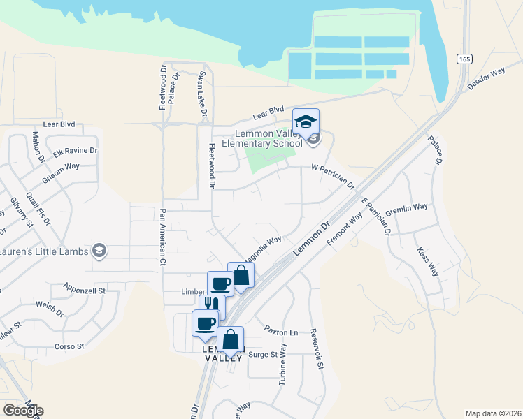 map of restaurants, bars, coffee shops, grocery stores, and more near 386 Paramount Court in Reno