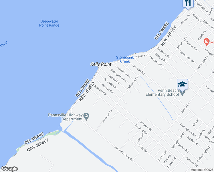 map of restaurants, bars, coffee shops, grocery stores, and more near 137 Princeton Road in Pennsville Township