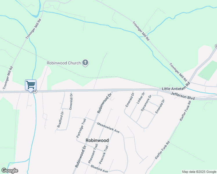 map of restaurants, bars, coffee shops, grocery stores, and more near 20470 Jefferson Boulevard in Hagerstown