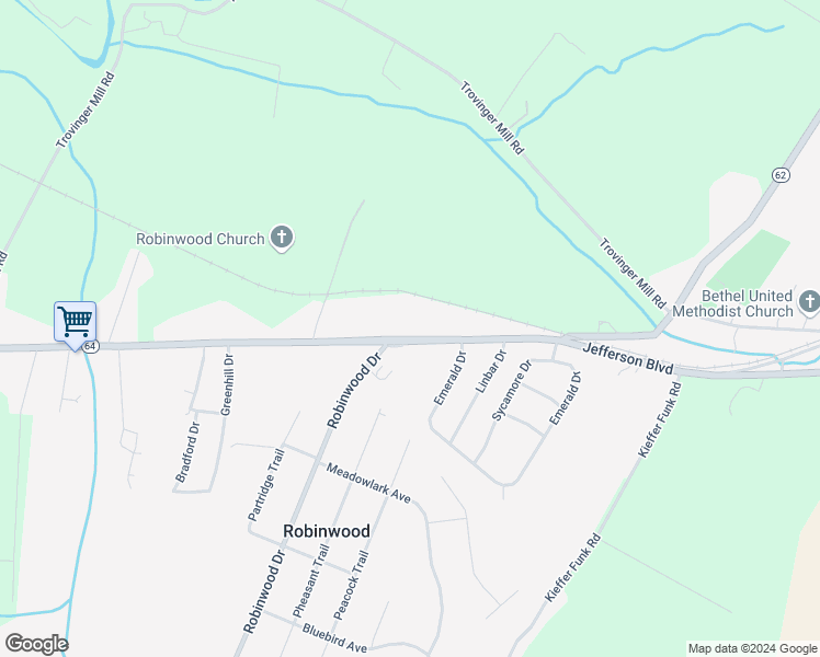 map of restaurants, bars, coffee shops, grocery stores, and more near 20514 Jefferson Boulevard in Hagerstown
