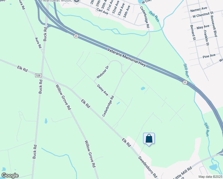 map of restaurants, bars, coffee shops, grocery stores, and more near 342 Cedarbridge Road in Elk