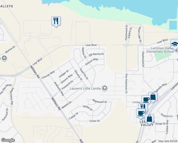 map of restaurants, bars, coffee shops, grocery stores, and more near 8837 Mahon Drive in Reno