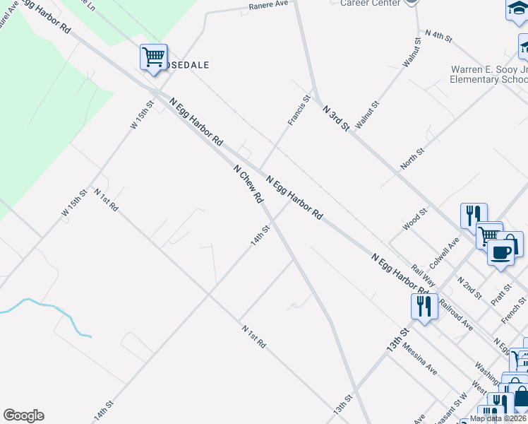 map of restaurants, bars, coffee shops, grocery stores, and more near 801 North Chew Road in Hammonton