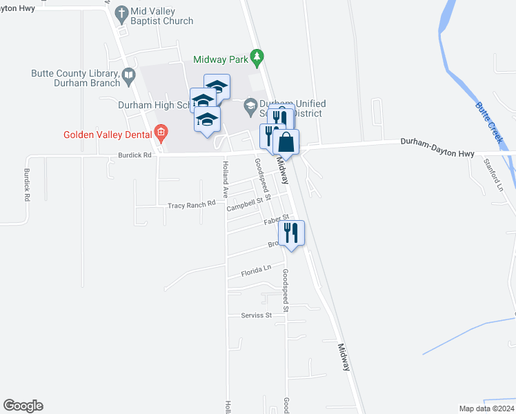 map of restaurants, bars, coffee shops, grocery stores, and more near 2391 Campbell Street in Durham