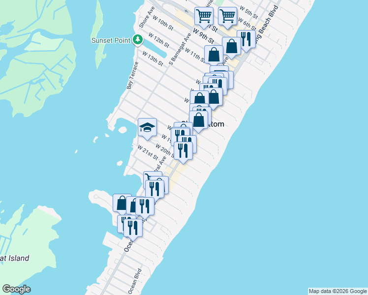 map of restaurants, bars, coffee shops, grocery stores, and more near in Ship Bottom