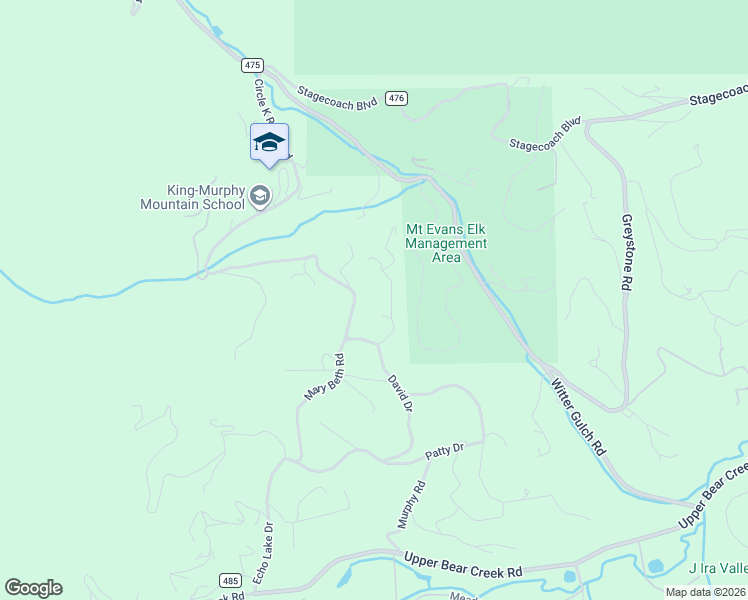 map of restaurants, bars, coffee shops, grocery stores, and more near 468 Mary Beth Road in Evergreen