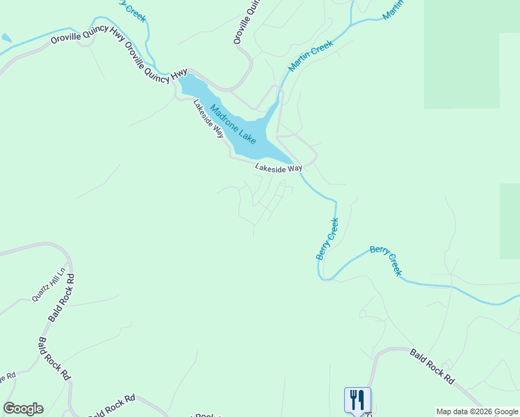 map of restaurants, bars, coffee shops, grocery stores, and more near 100 Idylwild Trail in Berry Creek