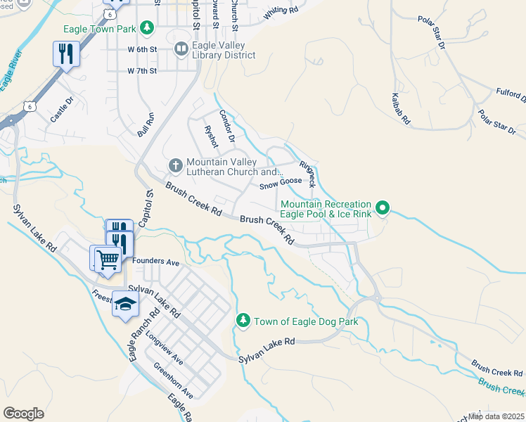 map of restaurants, bars, coffee shops, grocery stores, and more near 382 Ring Nck in Eagle