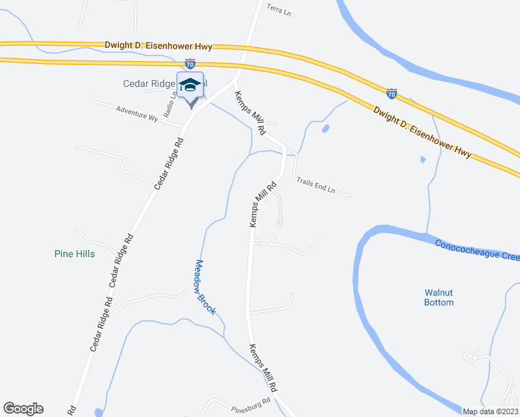 map of restaurants, bars, coffee shops, grocery stores, and more near 12043 Kemps Mill Road in Williamsport