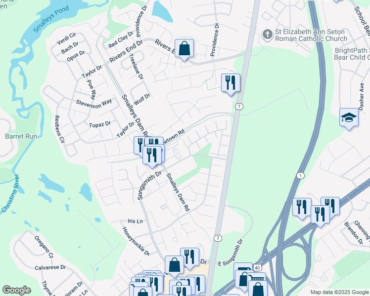 map of restaurants, bars, coffee shops, grocery stores, and more near 1007 Jefferson Building in Newark