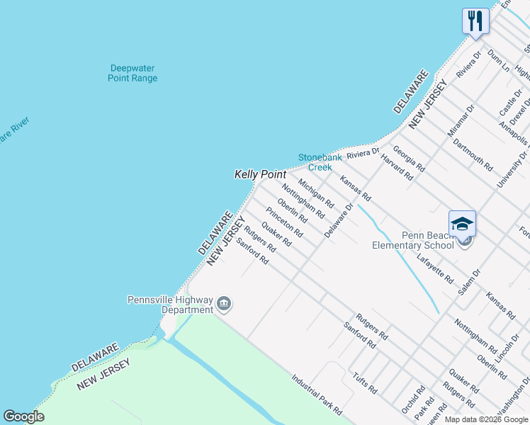 map of restaurants, bars, coffee shops, grocery stores, and more near 137 Princeton Road in Pennsville Township
