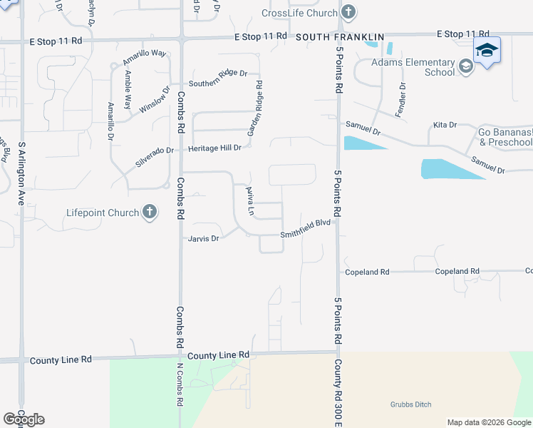 map of restaurants, bars, coffee shops, grocery stores, and more near 6744 Aviva Way in Indianapolis