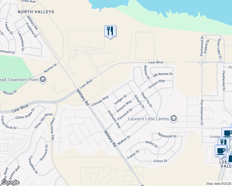 map of restaurants, bars, coffee shops, grocery stores, and more near 9190 Streagle Way in Reno