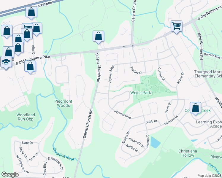 map of restaurants, bars, coffee shops, grocery stores, and more near 2 White Drive in Newark