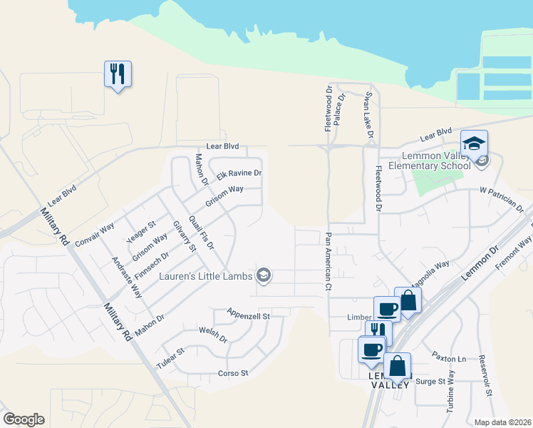 map of restaurants, bars, coffee shops, grocery stores, and more near 8826 Finnsech Drive in Reno