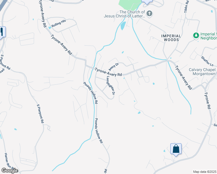map of restaurants, bars, coffee shops, grocery stores, and more near 6 Lamplighter Lane in Morgantown