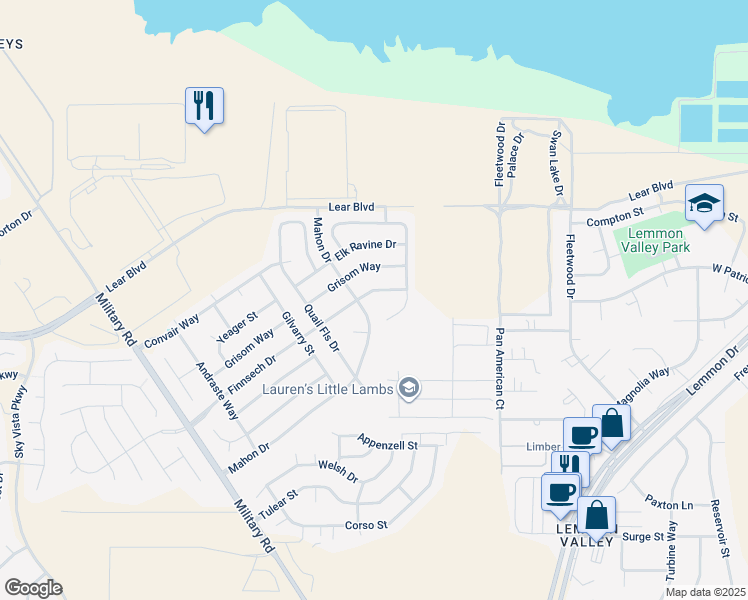 map of restaurants, bars, coffee shops, grocery stores, and more near 8837 Mahon Drive in Reno