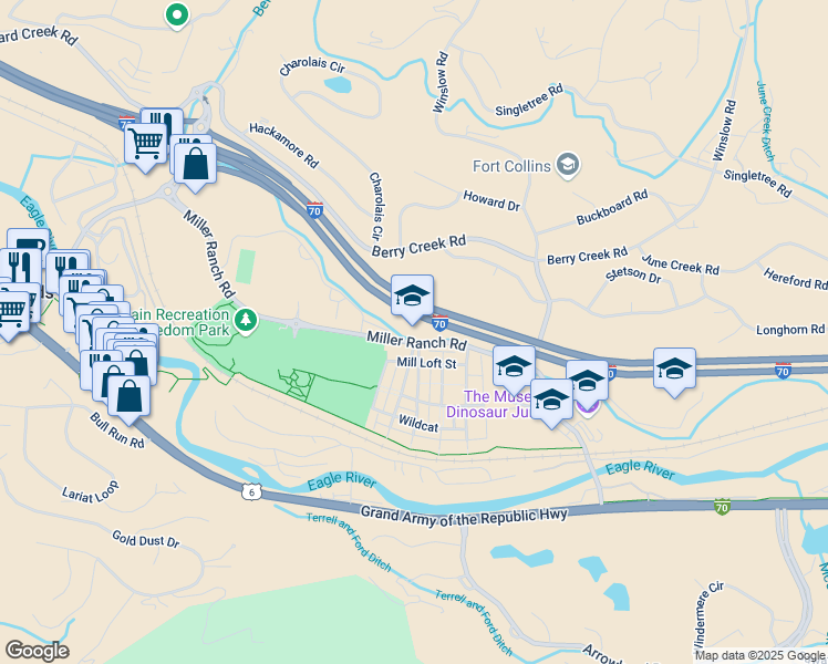 map of restaurants, bars, coffee shops, grocery stores, and more near 34353 Highway 6 Side C-101 in Edwards