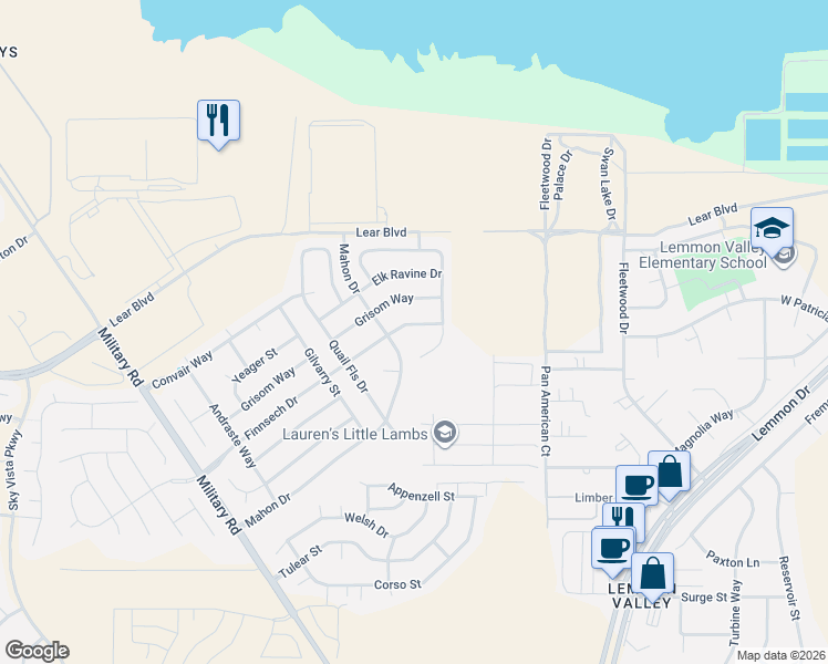 map of restaurants, bars, coffee shops, grocery stores, and more near 8826 Finnsech Drive in Reno