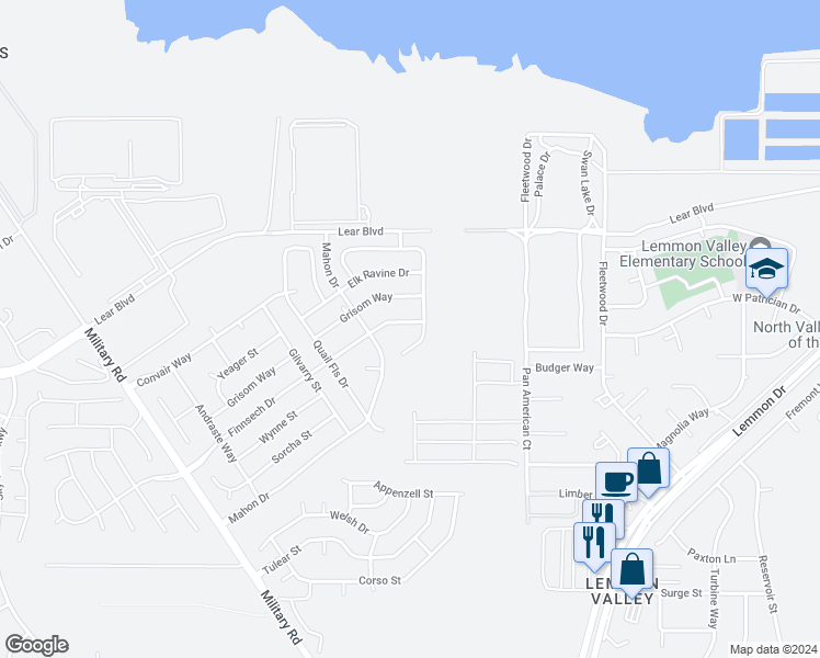 map of restaurants, bars, coffee shops, grocery stores, and more near 8826 Finnsech Drive in Reno