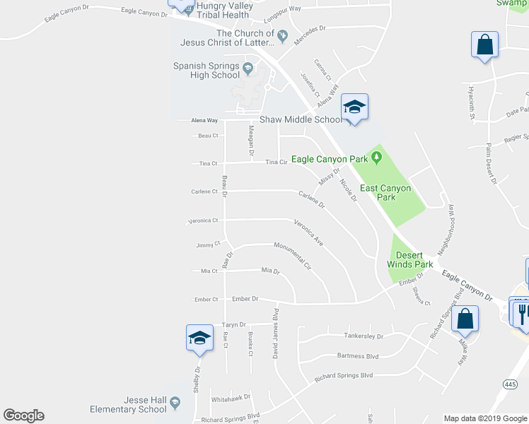 map of restaurants, bars, coffee shops, grocery stores, and more near 350 Veronica Avenue in Sparks