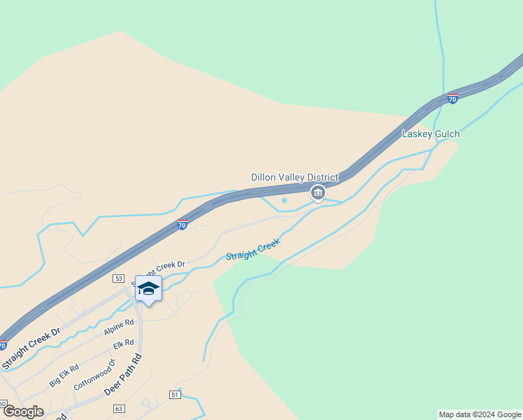 map of restaurants, bars, coffee shops, grocery stores, and more near 1323 Straight Creek Drive in Dillon