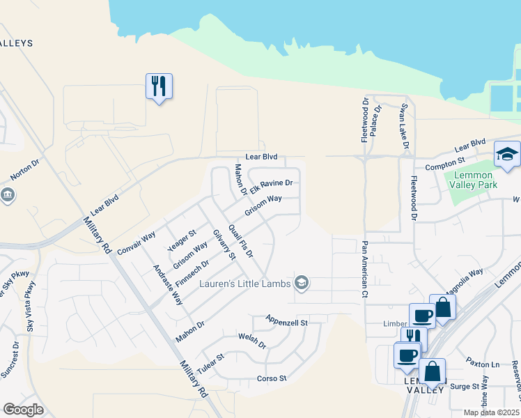 map of restaurants, bars, coffee shops, grocery stores, and more near 8839 Finnsech Drive in Reno