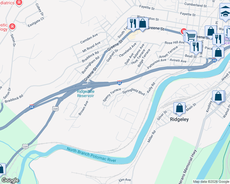 map of restaurants, bars, coffee shops, grocery stores, and more near 850 Sperry Terrace in Cumberland