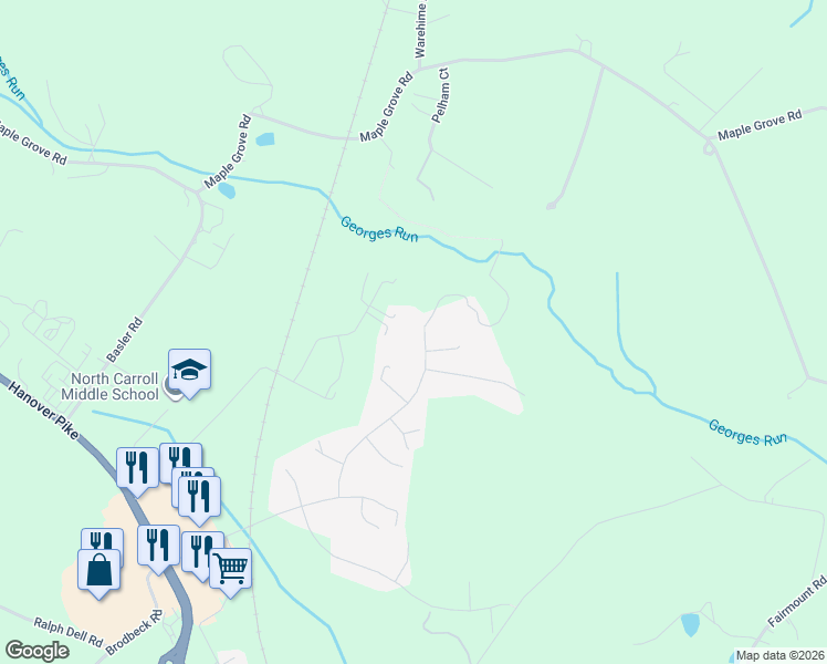 map of restaurants, bars, coffee shops, grocery stores, and more near 2472 Fairway Oaks Court in Hampstead