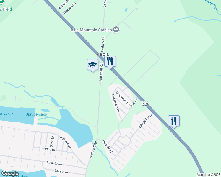 map of restaurants, bars, coffee shops, grocery stores, and more near 2599 South Black Horse Pike in Monroe Township