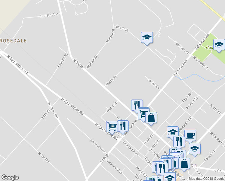 map of restaurants, bars, coffee shops, grocery stores, and more near 581 North 3rd Street in Hammonton
