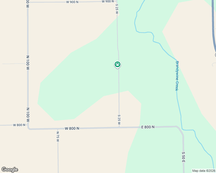 map of restaurants, bars, coffee shops, grocery stores, and more near 8283 North 25 West in Fountaintown