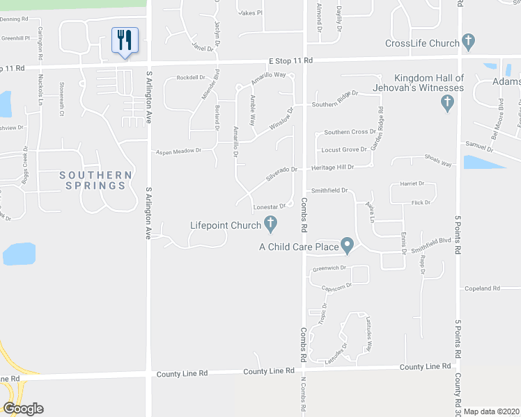 map of restaurants, bars, coffee shops, grocery stores, and more near 6342 Lonestar Drive in Indianapolis