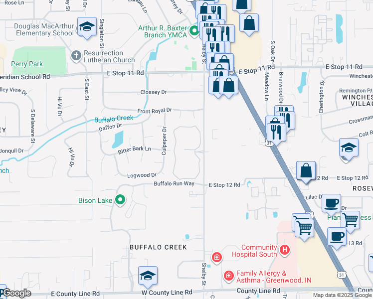 map of restaurants, bars, coffee shops, grocery stores, and more near 1009 Lismore Lane in Indianapolis
