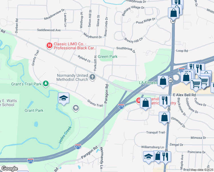 map of restaurants, bars, coffee shops, grocery stores, and more near 6928 Paragon Road in Montgomery County