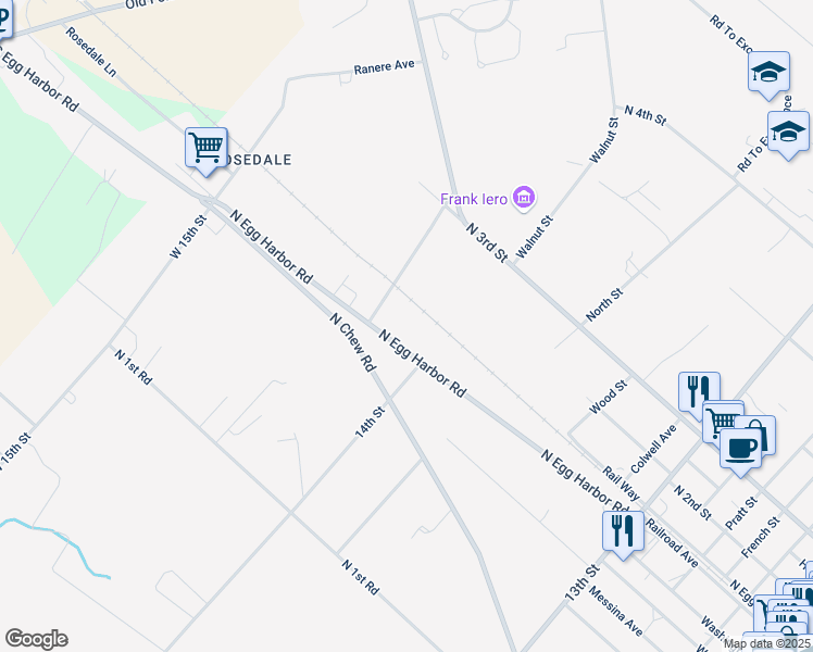 map of restaurants, bars, coffee shops, grocery stores, and more near 835 North Egg Harbor Road in Hammonton
