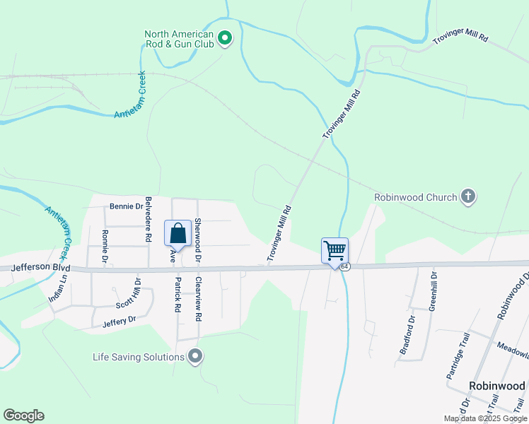 map of restaurants, bars, coffee shops, grocery stores, and more near 20110 Regent Circle in Hagerstown