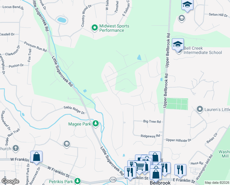 map of restaurants, bars, coffee shops, grocery stores, and more near 3632 Catalpa View Way in Greene County