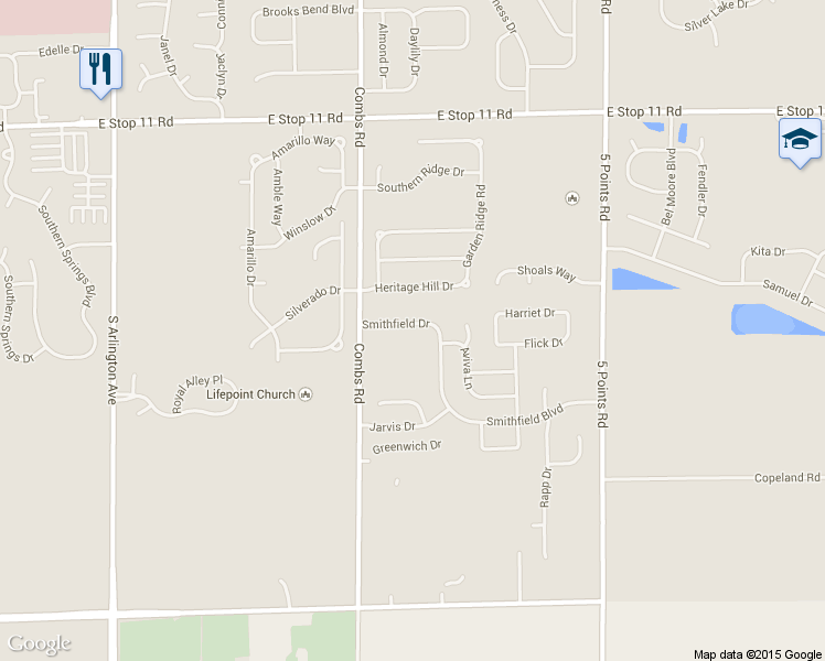 map of restaurants, bars, coffee shops, grocery stores, and more near 6557 Smithfield Dr in Indianapolis
