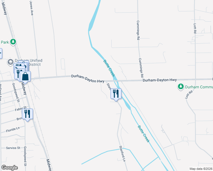 map of restaurants, bars, coffee shops, grocery stores, and more near 9391 Stanford Lane in Durham