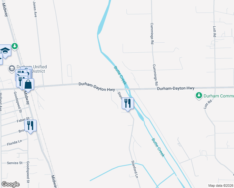 map of restaurants, bars, coffee shops, grocery stores, and more near 9391 Stanford Lane in Durham