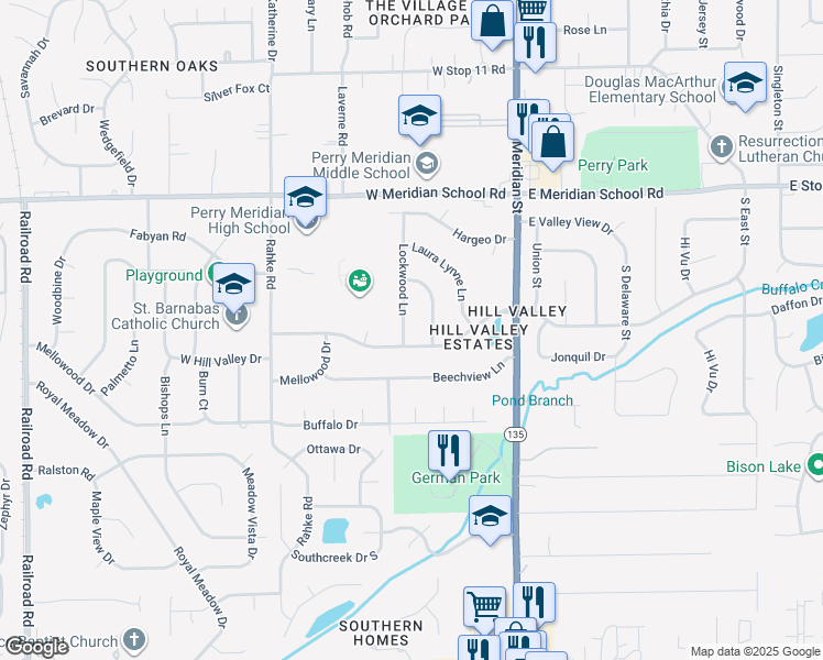 map of restaurants, bars, coffee shops, grocery stores, and more near 8306 Lockwood Lane in Indianapolis