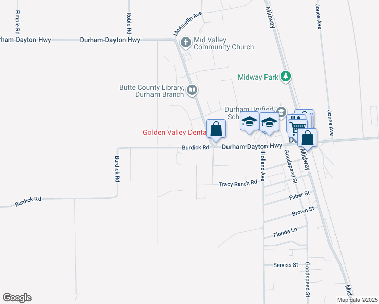 map of restaurants, bars, coffee shops, grocery stores, and more near 2549 Burdick Road in Durham